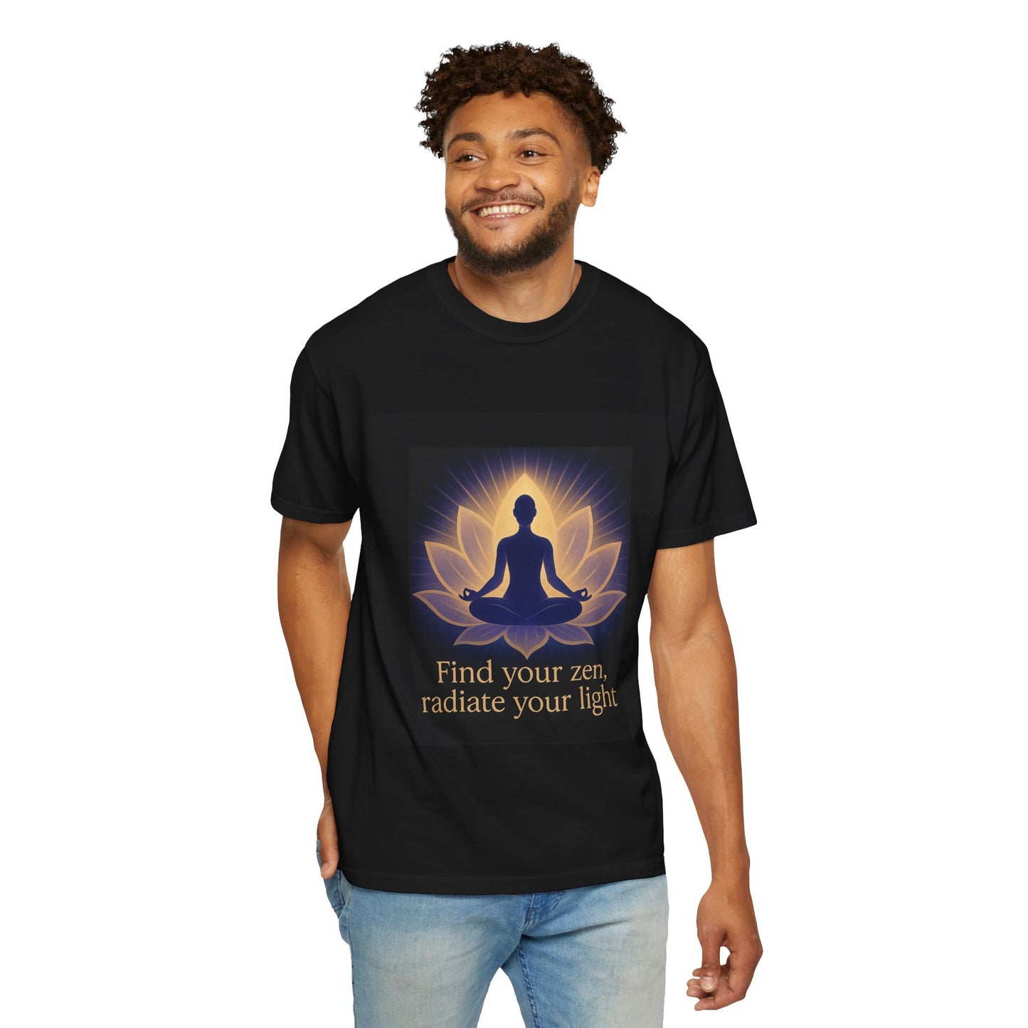 Zen Meditation T-Shirt | Find Your Zen, Radiate Your Light | Unisex Spiritual Tee for Mindfulness, Yoga, Gifts