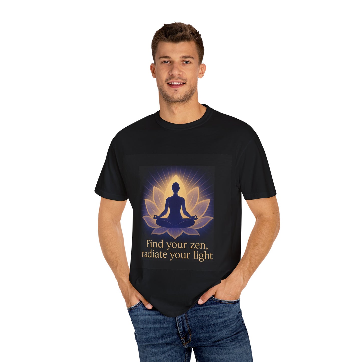 Zen Meditation T-Shirt | Find Your Zen, Radiate Your Light | Unisex Spiritual Tee for Mindfulness, Yoga, Gifts