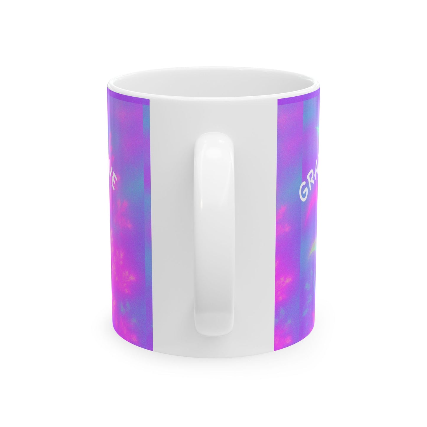 Cosmic Calm Holographic Ceramic Mug, (11oz, 15oz) Gratitude Turns What We Have Into Enough
