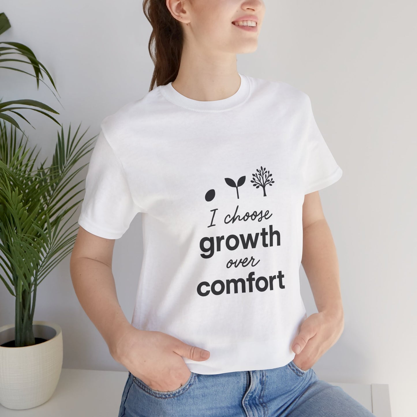 Short Sleeve Tee Growth Over Comfort Inspirational Quote Shirt